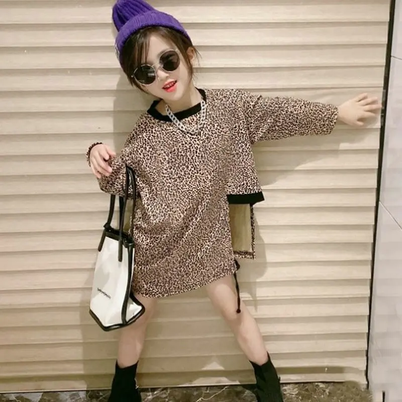 Футболка для девочек, с леопардовым принтом, с длинным рукавом, повседневные топы и блузки, детская весенне-осенняя одежда, детская одежда 
Футболка для девочек, с леопардовым принтом, с длинным рукавом, повседневные топы и блузки, детская весенне-осенняя одежда, детская одежда