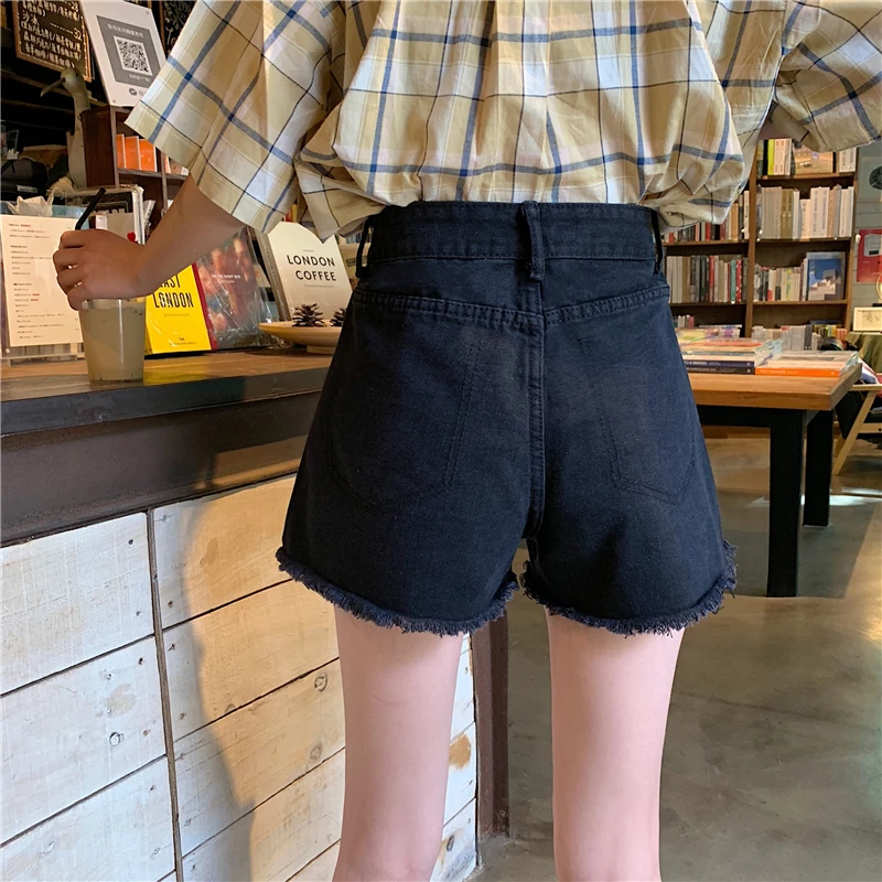 2021 Spring and Summer New High Waist Slimming Loose-Fitting Hot Pants Thin A- line Ins Trendy Ripped Black Denim Shorts Female
2021 Spring and Summer New High Waist Slimming Loose-Fitting Hot Pants Thin A- line Ins Trendy Ripped Black Denim Shorts Female