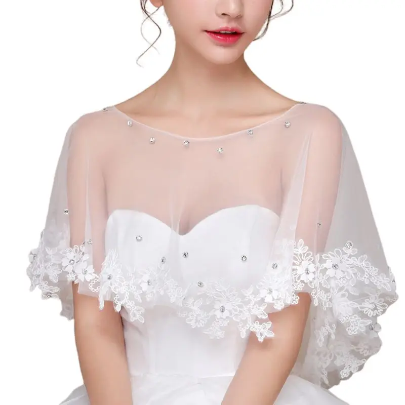 Bridal Embroidered Floral Lace Wavy Bolero Cape Rhinestone Tulle Wedding Shawl
Bridal Embroidered Floral Lace Wavy Bolero Cape Rhinestone Tulle Wedding Shawl