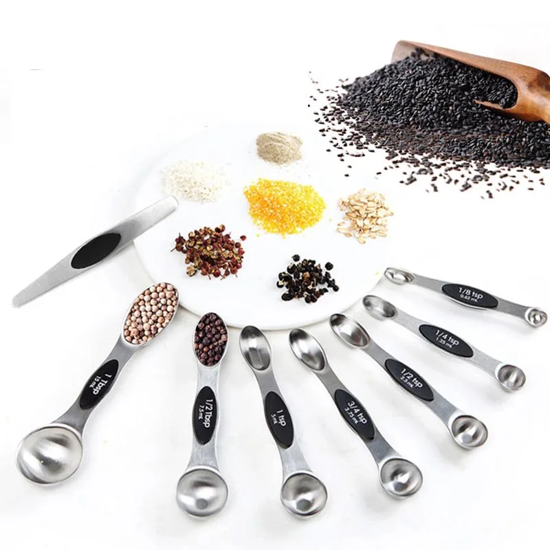8PCS Stainless Steel Double Head Measuring Spoons Magnetic Measurement Teaspoon Tablespoon for Dry and Liquid Ingredients
8PCS Stainless Steel Double Head Measuring Spoons Magnetic Measurement Teaspoon Tablespoon for Dry and Liquid Ingredients