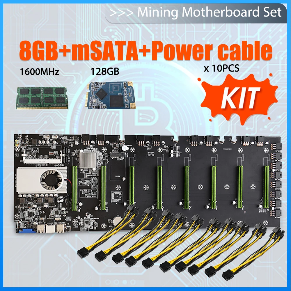 BTC-D37 Mining Motherboard 8 GPU Bitcoin ETC ETH Mining Set With 8GB DDR3 1600MHz RAM 1037U 128GB MSATA SSD Power Cable 
BTC-D37 Mining Motherboard 8 GPU Bitcoin ETC ETH Mining Set With 8GB DDR3 1600MHz RAM 1037U 128GB MSATA SSD Power Cable