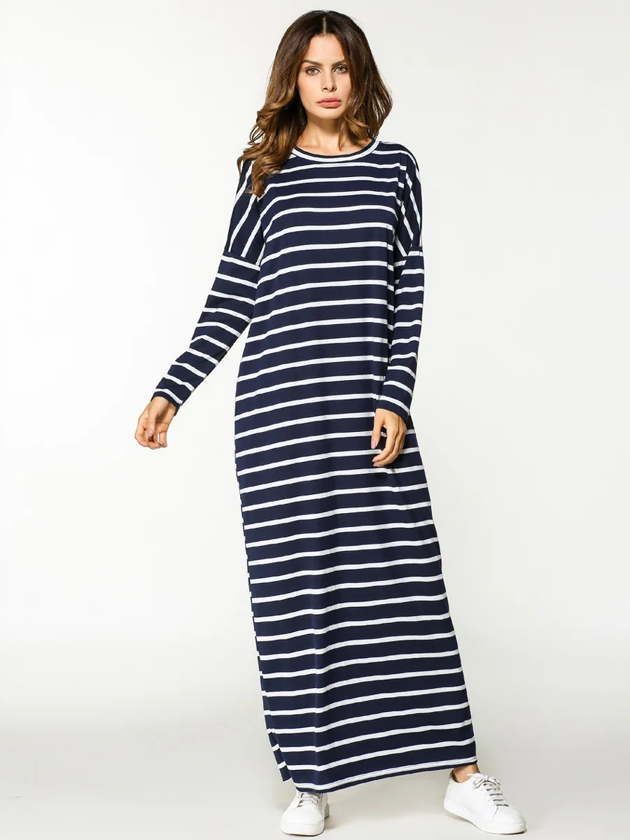 Muslim Dress Women Striped Elegant Long Sleeve Maxi Dresses Kimono Kaftan Worship Service Tunic Middle East Arab Islamic Clothes
Muslim Dress Women Striped Elegant Long Sleeve Maxi Dresses Kimono Kaftan Worship Service Tunic Middle East Arab Islamic Clothes