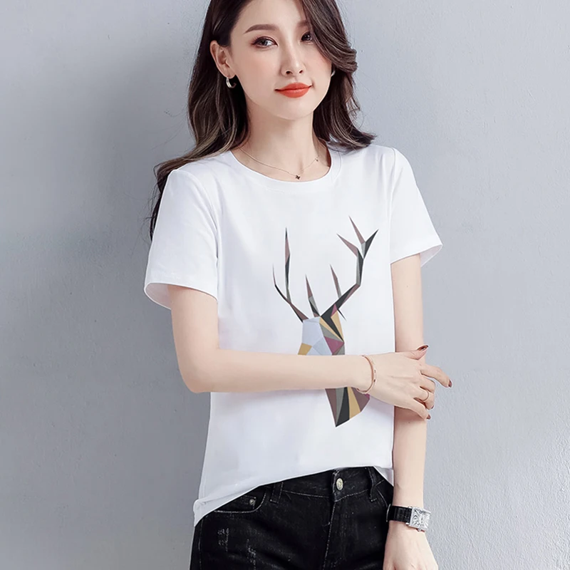 Print Tshirts White Korean Fashion Casual T Shirt Women All-Match Cotton Short Sleeve Cartoon Pictures Tee Shirt Femme Clothing
Print Tshirts White Korean Fashion Casual T Shirt Women All-Match Cotton Short Sleeve Cartoon Pictures Tee Shirt Femme Clothing