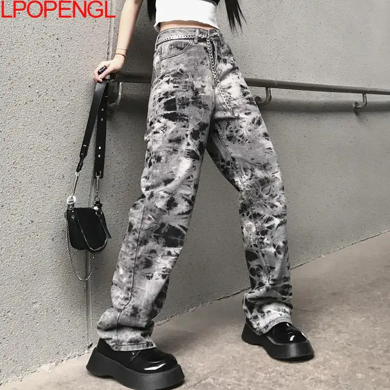 Women's Jeans 2021 New Summer Tie-dyed Streetwear Y2k High Waist Wide Leg Pants Vintage Baggy Harajuku Straight Denim Trouser
Women's Jeans 2021 New Summer Tie-dyed Streetwear Y2k High Waist Wide Leg Pants Vintage Baggy Harajuku Straight Denim Trouser