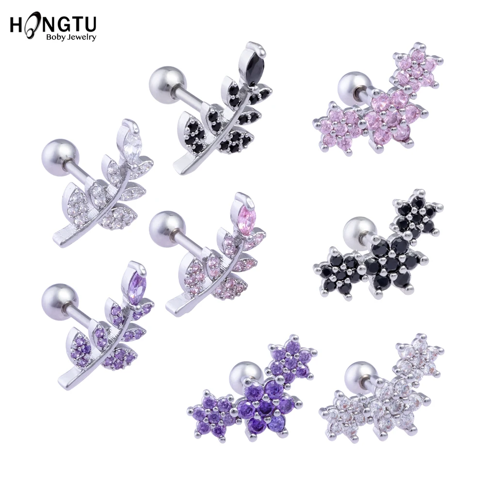 1PC Zircon Leaf Flower Ear Studs Cartilage Earrings for Women Copper Inlaid Cz Daith Stud Earring Ear Piercing Jewelry Gift 16G
1PC Zircon Leaf Flower Ear Studs Cartilage Earrings for Women Copper Inlaid Cz Daith Stud Earring Ear Piercing Jewelry Gift 16G