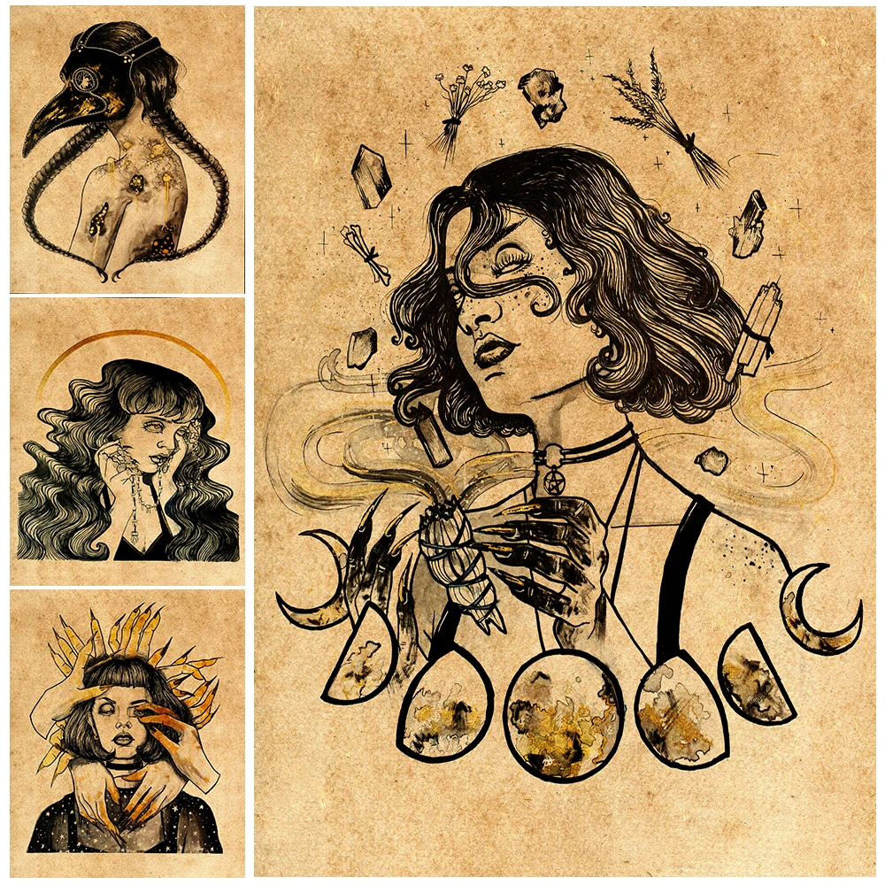 2022 Wicca Moon Retro Witch Girl Wall Art Canvas Painting Decorative Little Wizard Pencil Drawing Poster And Print Decoration
2022 Wicca Moon Retro Witch Girl Wall Art Canvas Painting Decorative Little Wizard Pencil Drawing Poster And Print Decoration