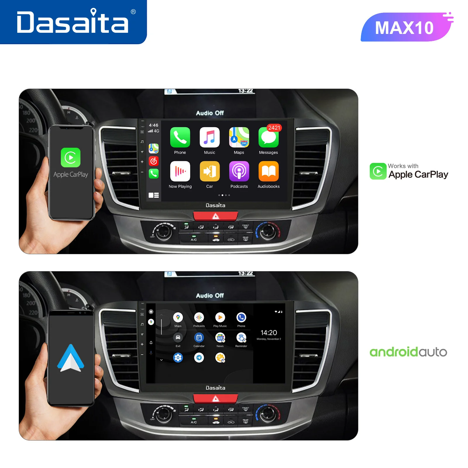 Автомобильная магнитола Dasaita 10 2 дюйма для Honda Accord 2013-2017 Android автомобильный