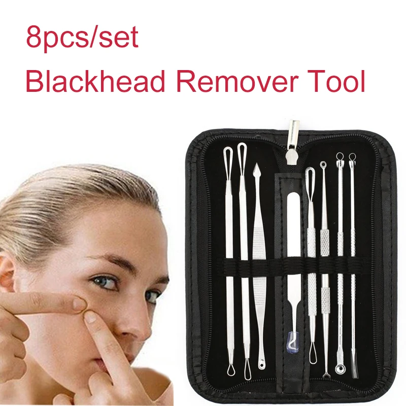 8pcs/set Blackhead Comedone Acne Pimple Blackhead Remover Tool Spoon for Face Skin Care Tool Needles Facial Pore Cleaner
8pcs/set Blackhead Comedone Acne Pimple Blackhead Remover Tool Spoon for Face Skin Care Tool Needles Facial Pore Cleaner