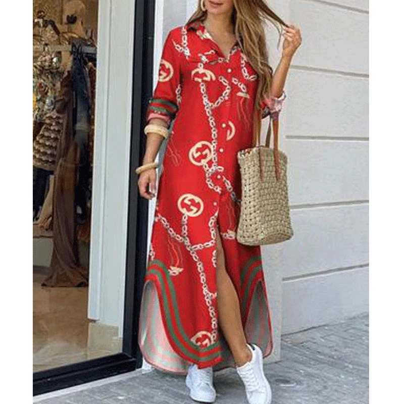 Spring/Autumn Women's New Long and Wide Shirts and Skirts European and American Autumn Fashion Maxi Dress Spring Female 2021
Spring/Autumn Women's New Long and Wide Shirts and Skirts European and American Autumn Fashion Maxi Dress Spring Female 2021