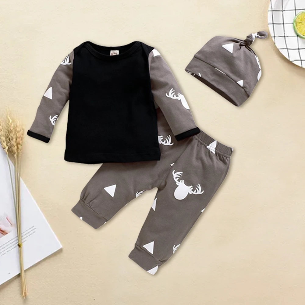 Spring Newborn Baby Girls Boys Clothing Set Kids Outfits Deer Printed Trousers+Deer Head Stitching Long-sleeved Top+Hat Set
Spring Newborn Baby Girls Boys Clothing Set Kids Outfits Deer Printed Trousers+Deer Head Stitching Long-sleeved Top+Hat Set