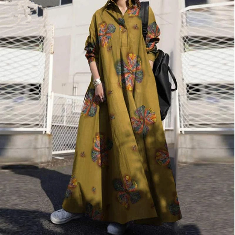 Autumn Stylish Women Vintage Long Sleeve Loose Sundress 2021 Casual Long Maxi Dress Kaftan Femme Print Party Vestido Robe
Autumn Stylish Women Vintage Long Sleeve Loose Sundress 2021 Casual Long Maxi Dress Kaftan Femme Print Party Vestido Robe