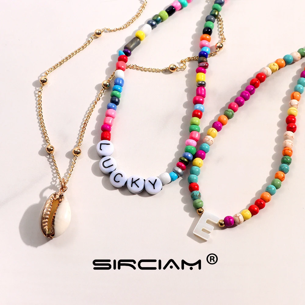 3 Layered Initial Letter Shell Pendant Rainbow Beaded Necklace For Women Colorful Seed Beads DIY Name Choker Friendship Jewelry
3 Layered Initial Letter Shell Pendant Rainbow Beaded Necklace For Women Colorful Seed Beads DIY Name Choker Friendship Jewelry