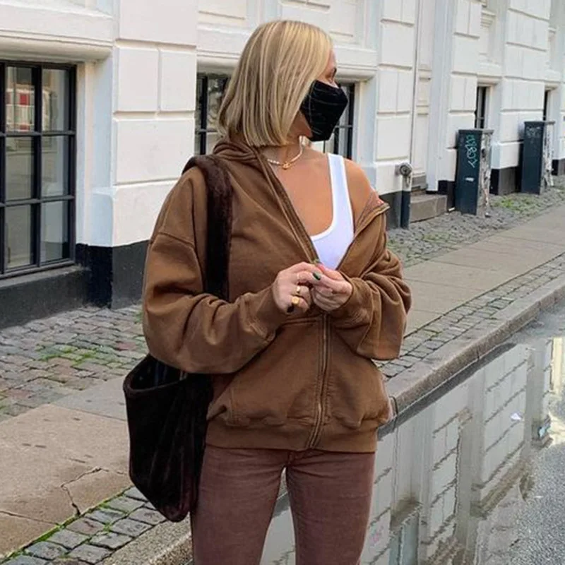 Brown Zip Up Sweatshirt Winter Jacket Clothes oversize Hoodies Women plus size Vintage Pockets Long Sleeve Pullovers
Brown Zip Up Sweatshirt Winter Jacket Clothes oversize Hoodies Women plus size Vintage Pockets Long Sleeve Pullovers