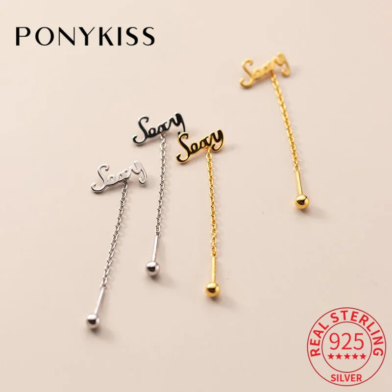 PONYKISS Classic 925 Sterling Silver Letter Tessal Chain Stud Earrings for Women Party Fine Jewelry Minimlist summer Accessory
PONYKISS Classic 925 Sterling Silver Letter Tessal Chain Stud Earrings for Women Party Fine Jewelry Minimlist summer Accessory