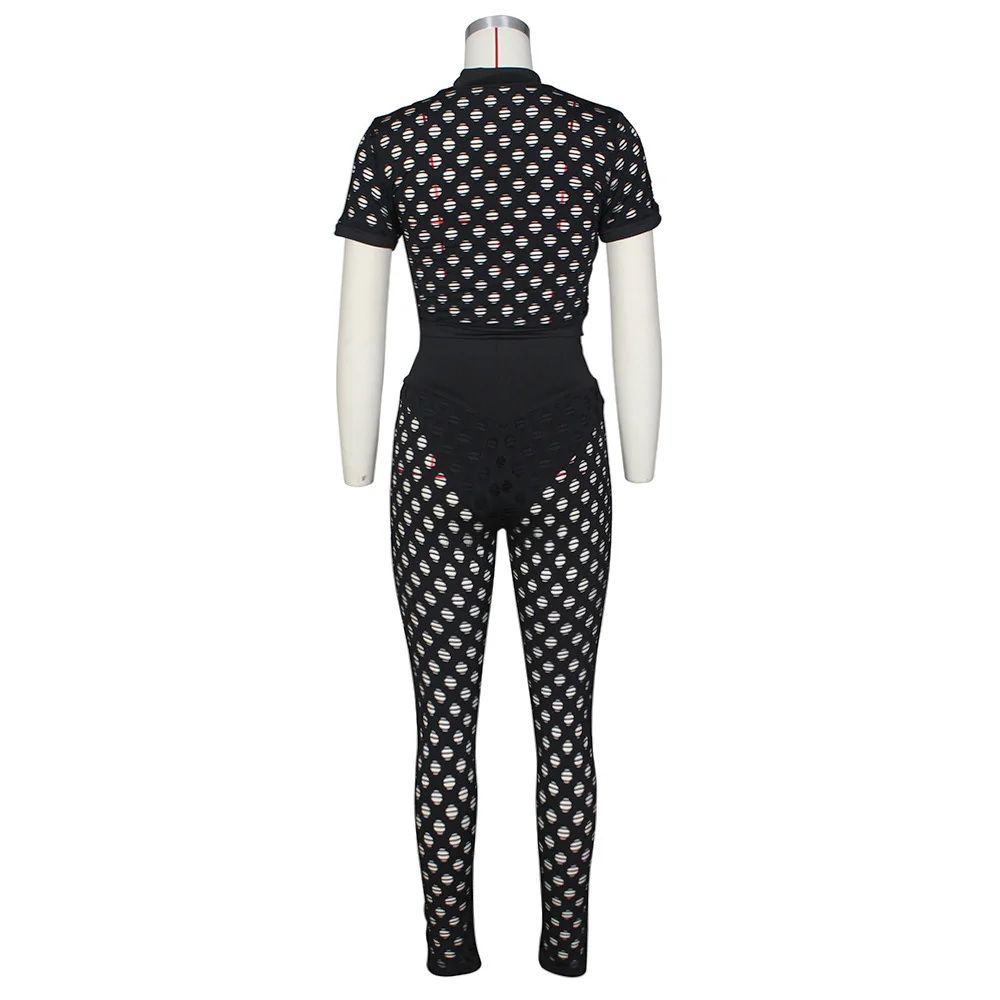 Solid Hollow Out Sexy Summer Women's Clothing2021 Pants Suit Casual Style