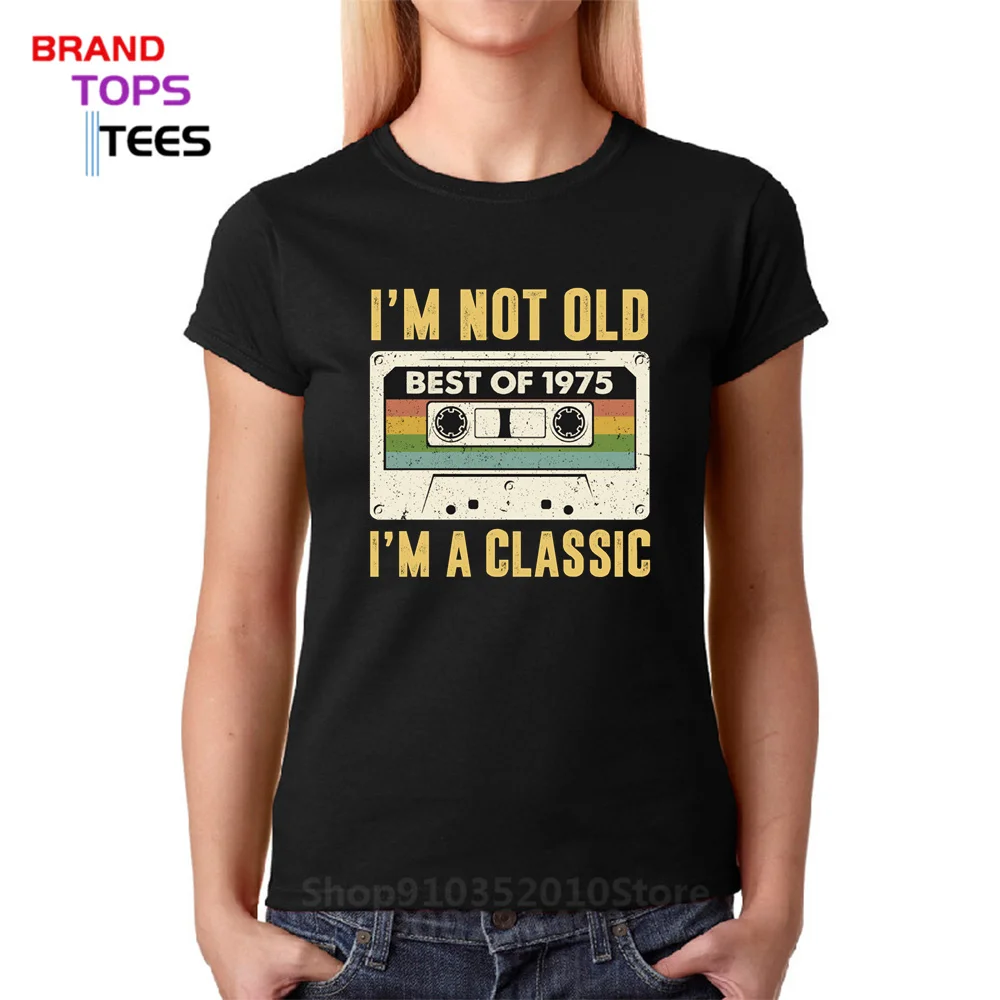 Cotton Awesome T-shirt Short Sleeves Birthday Gift Tee Tops I'm Not Old I'm A Classic 1975 Vintage Cassette T Shirt for Women
Cotton Awesome T-shirt Short Sleeves Birthday Gift Tee Tops I'm Not Old I'm A Classic 1975 Vintage Cassette T Shirt for Women