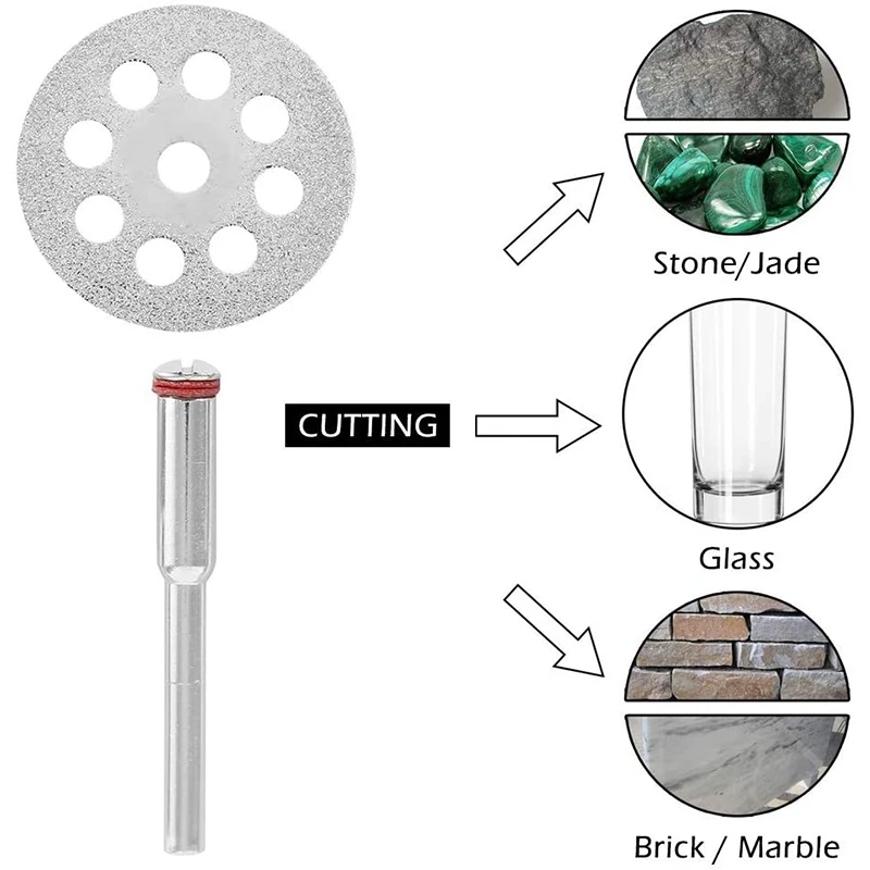 44Pcs Diamond Cutting Disc Kits 1/8 Inch Shank Rotary Tool with HSS Saw Blades & Mandrels for Resin Metal Wood Stone
44Pcs Diamond Cutting Disc Kits 1/8 Inch Shank Rotary Tool with HSS Saw Blades & Mandrels for Resin Metal Wood Stone