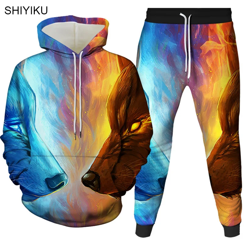 SHIYIKU Autumn Winter Wolf 3D Digital Printing Hoodie Brand Men Women Pullover Sportswear Pants Casual Sweater Two-Piece Suit
SHIYIKU Autumn Winter Wolf 3D Digital Printing Hoodie Brand Men Women Pullover Sportswear Pants Casual Sweater Two-Piece Suit