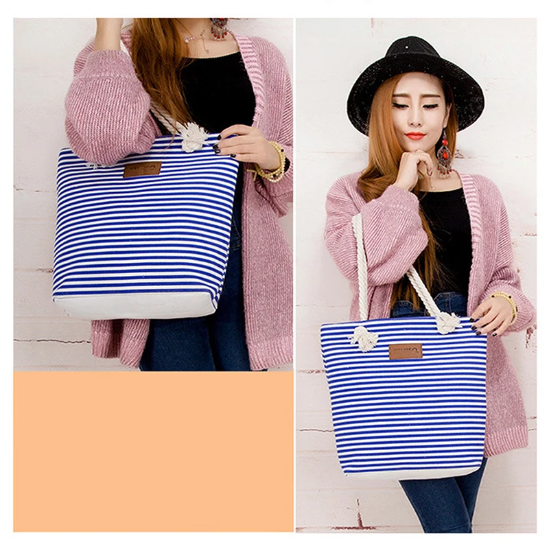 Ladies Striped Canvas Beach Bags Large Capacity Women's Shoulder Bags Women's Polyester Handbags Girls' Casual Shopping Handbags
Ladies Striped Canvas Beach Bags Large Capacity Women's Shoulder Bags Women's Polyester Handbags Girls' Casual Shopping Handbags