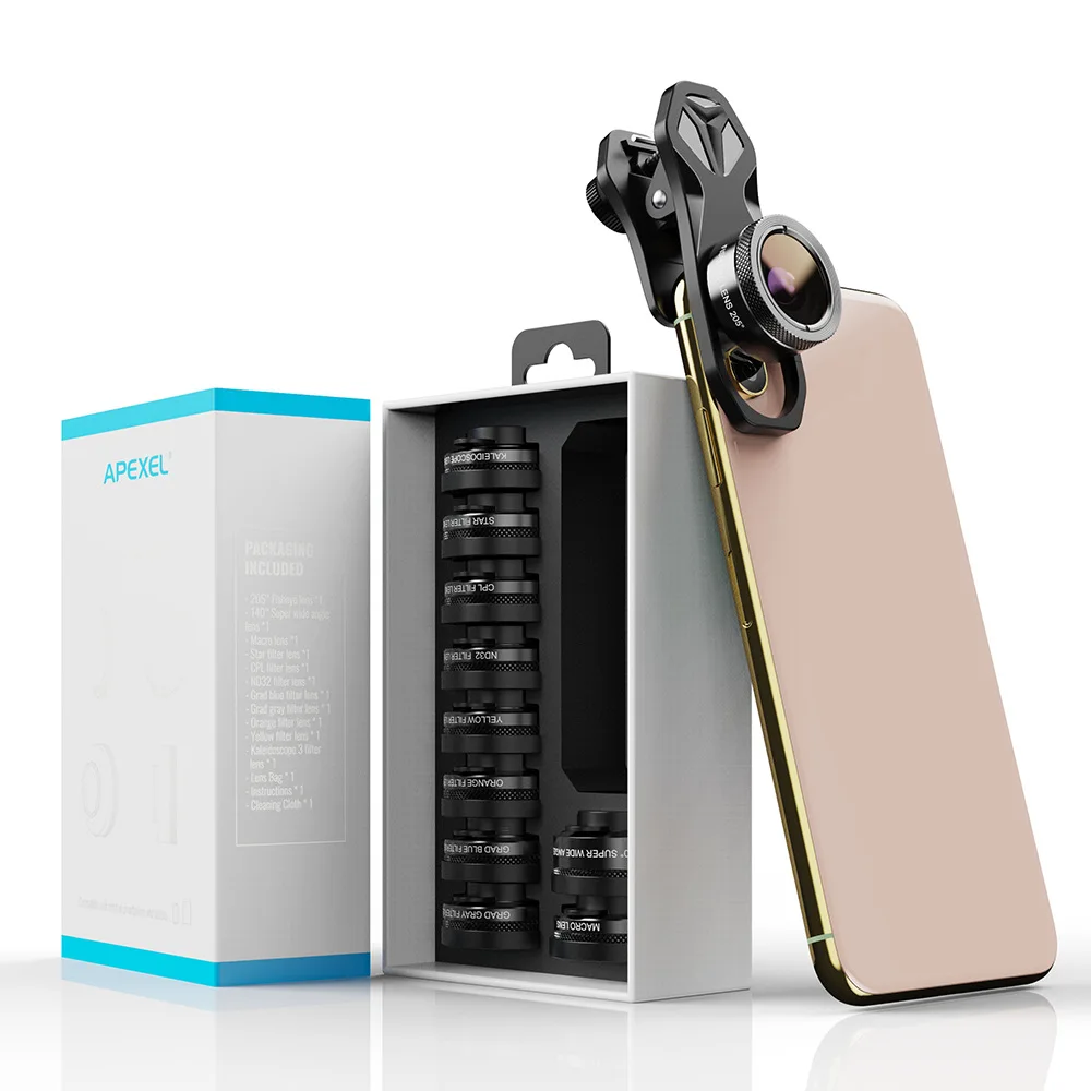 APEXEL 11 in 1 camera Phone Lens Kit wide angle macro Full Color/grad Filter CPL ND Star Filter for iPhone Xiaomi all Smartphone
APEXEL 11 in 1 camera Phone Lens Kit wide angle macro Full Color/grad Filter CPL ND Star Filter for iPhone Xiaomi all Smartphone