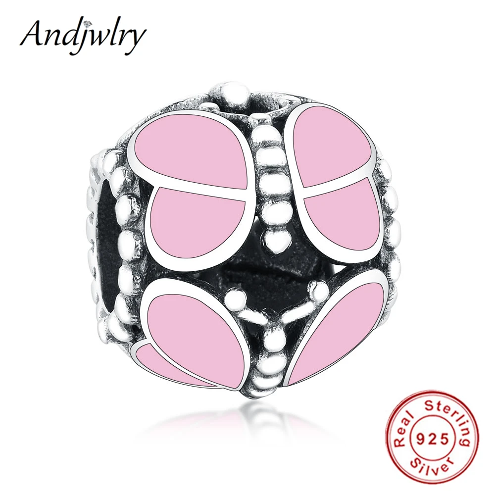 

2020 New Fit Original Pandora Charms Bracelets 925 Sterling Silver Pink Butterflies Charm Beads DIY Jewelry Women Berloque