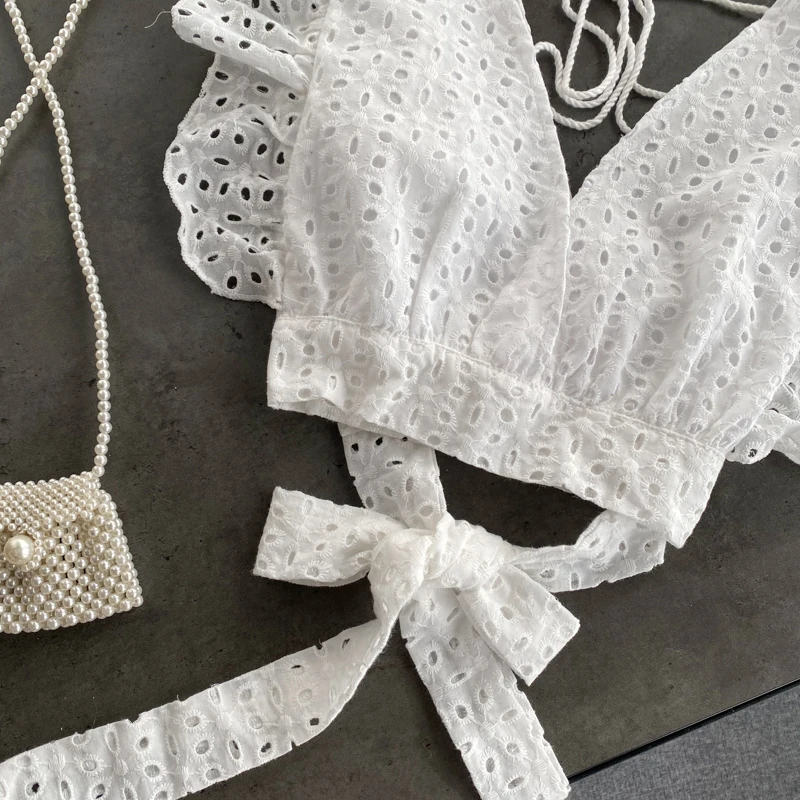 Ins fashion women white crop top hollow out embroidery lace shirt deep v neck ruffles bow tied summer cropped shirt chic tops
Ins fashion women white crop top hollow out embroidery lace shirt deep v neck ruffles bow tied summer cropped shirt chic tops