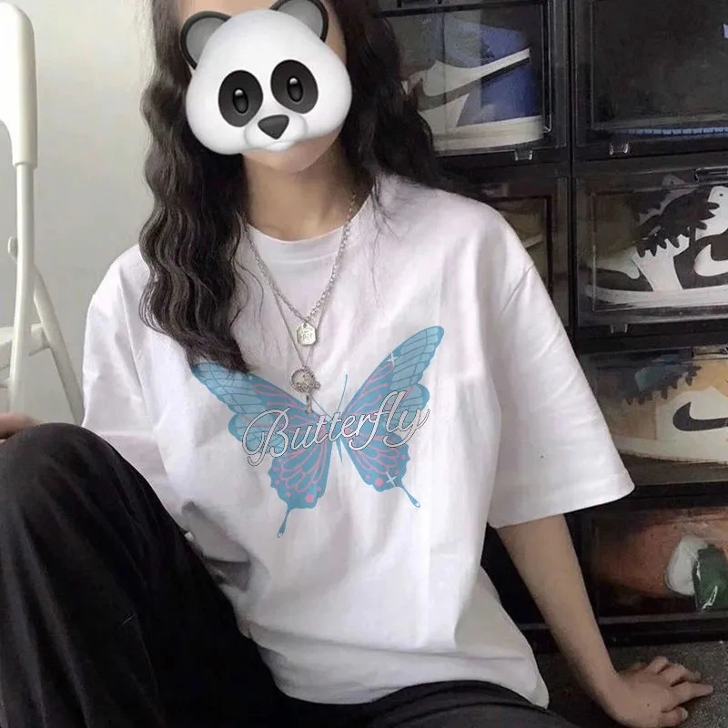 Pure cotton short-sleeved T-shirt Harajuku Clothes loose top summer butterfly Tee Woman T-shirts Female clothing Casual T Shirt
Pure cotton short-sleeved T-shirt Harajuku Clothes loose top summer butterfly Tee Woman T-shirts Female clothing Casual T Shirt