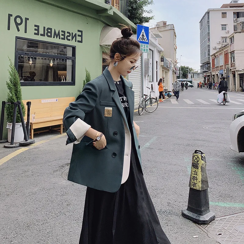 2021 new spring and autumn suit women Korean version of the British style dark green jacket
2021 new spring and autumn suit women Korean version of the British style dark green jacket