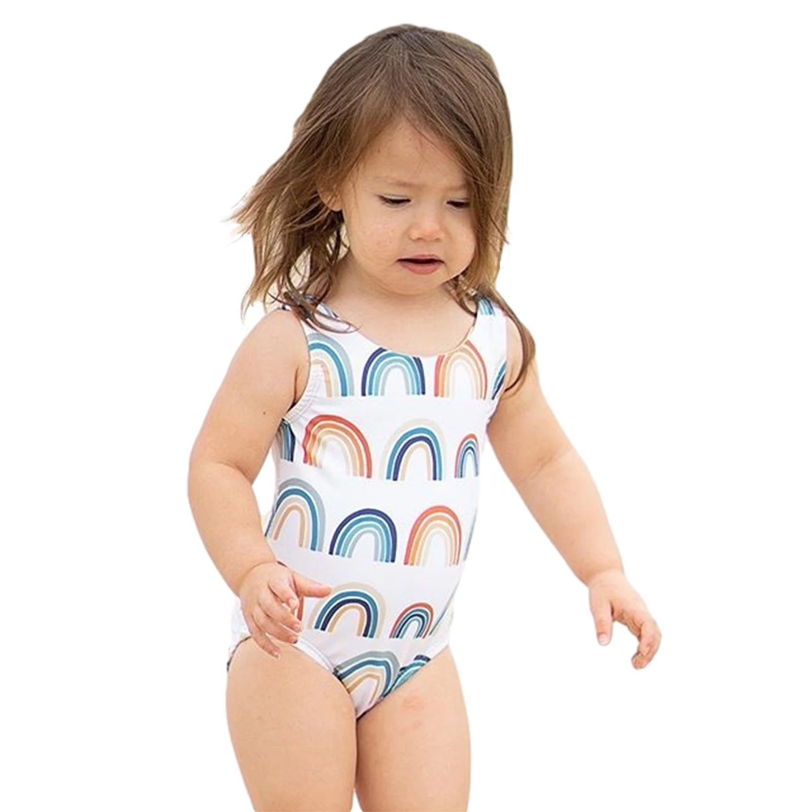 Kid Toddler Girls 1-Piece Printed Swimsuit Round Neck Sleeveless Rainbow Pattern Bodysuit Swimwear
Kid Toddler Girls 1-Piece Printed Swimsuit Round Neck Sleeveless Rainbow Pattern Bodysuit Swimwear