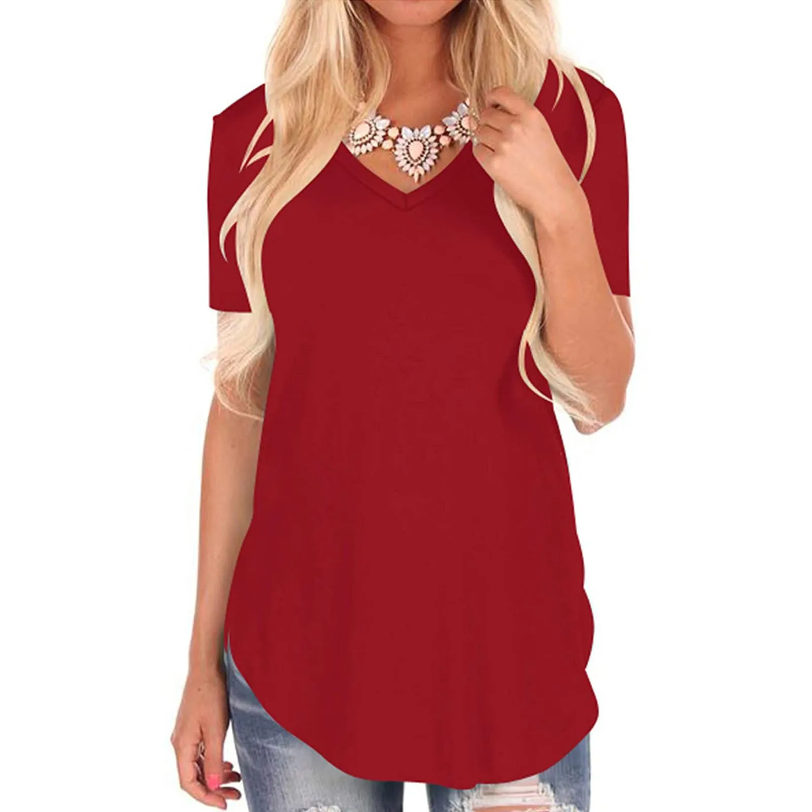 Fashion V-Neck Blouses Shirts Spring Summer Short Sleeve Pullover Tops Streetwear Women Female Elegant Solid Shirt Blusas
Fashion V-Neck Blouses Shirts Spring Summer Short Sleeve Pullover Tops Streetwear Women Female Elegant Solid Shirt Blusas