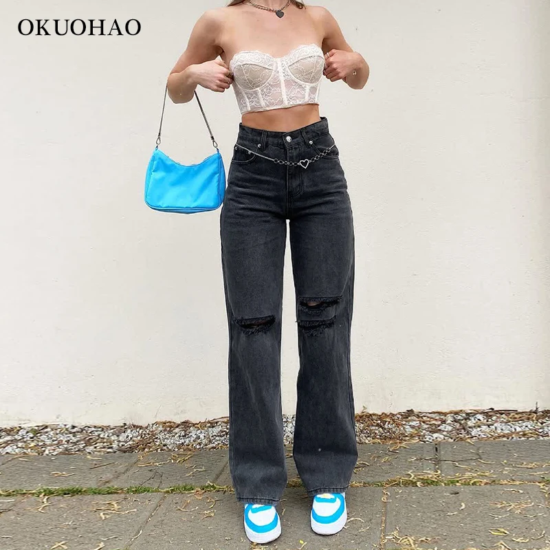 Black Ripped Straight Leg Jeans For Women Fashion Tassel Loose Y2k Streetwear Baggy Jean Pants Mom Casual Wash vintage Trousers
Black Ripped Straight Leg Jeans For Women Fashion Tassel Loose Y2k Streetwear Baggy Jean Pants Mom Casual Wash vintage Trousers