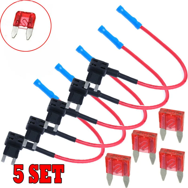 5Pcs 12V Car Fuse Tap Holder Amp Add A Circuit Standard Blade Fuse Tap Holder with 5 ATO ATC Blade Fuses Set
5Pcs 12V Car Fuse Tap Holder Amp Add A Circuit Standard Blade Fuse Tap Holder with 5 ATO ATC Blade Fuses Set