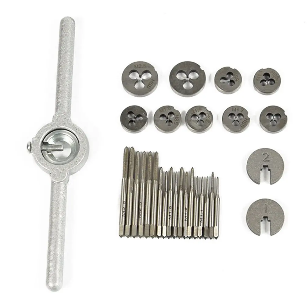 31PCS/SET Tap Dies Set Adjustable Metric Carbon Steel Hand Screw Taps Holder Thread Gauge Wrench Tool For Car Repair
31PCS/SET Tap Dies Set Adjustable Metric Carbon Steel Hand Screw Taps Holder Thread Gauge Wrench Tool For Car Repair