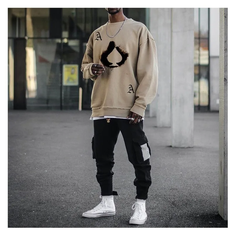 Crewneck Sweatshirt 2021 Autumn Pullover Men's Tops with A-of-spades Print Round Neck New Sweatshirt Men's Clothing
Crewneck Sweatshirt 2021 Autumn Pullover Men's Tops with A-of-spades Print Round Neck New Sweatshirt Men's Clothing