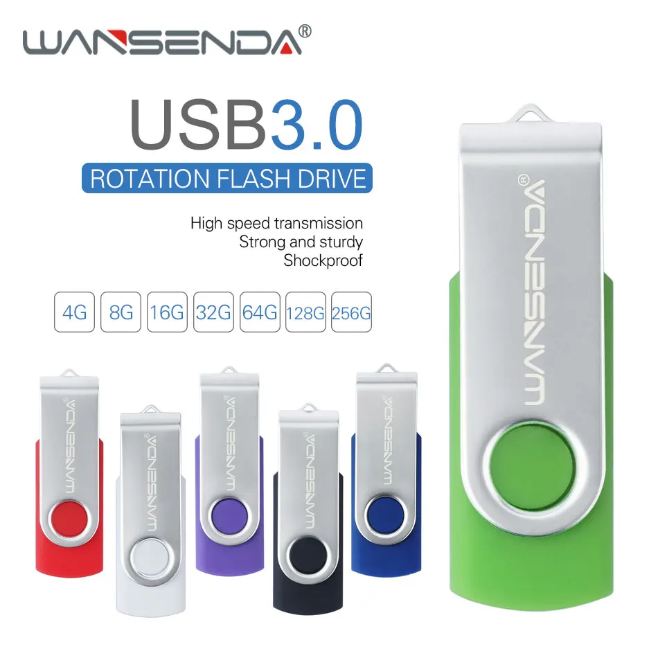 

WANSENDA D303 USB Flash Drive USB Stick 3.0 Pen Drive 256GB 128GB 64GB 32GB 16GB 8GB Pendrive Rotating USB Memory Stick