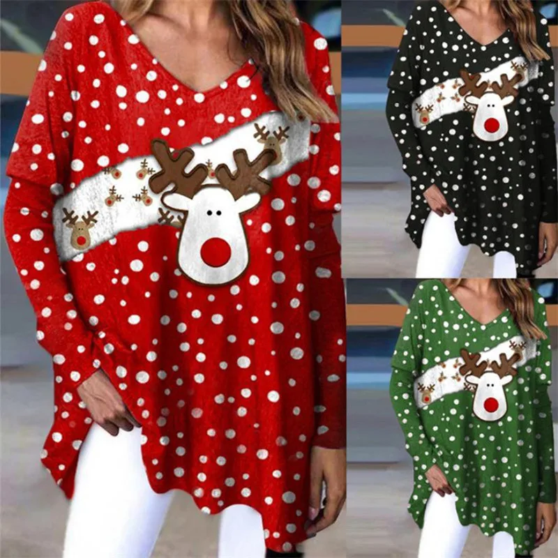 Christmas Party T-Shirt Women Long Sleeve V-Nevk Tops New Christmas Deer Christmas Tree Printed Tops Fashion Ladies Streetwear
Christmas Party T-Shirt Women Long Sleeve V-Nevk Tops New Christmas Deer Christmas Tree Printed Tops Fashion Ladies Streetwear