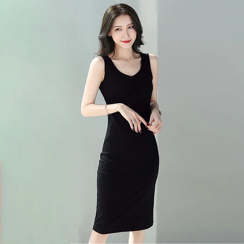 Woman Cotton Soft Dress Short sleeveless O-neck Casual Elastic Lady office dress
Woman Cotton Soft Dress Short sleeveless O-neck Casual Elastic Lady office dress