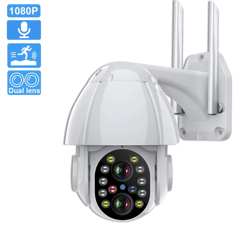 Zoom Two Way Audio Auto Tracking Home Security Surveillance Camera 1080P IP Camera Outdoor Dual-Lens PTZ Wifi Camera 4X Digital
Zoom Two Way Audio Auto Tracking Home Security Surveillance Camera 1080P IP Camera Outdoor Dual-Lens PTZ Wifi Camera 4X Digital