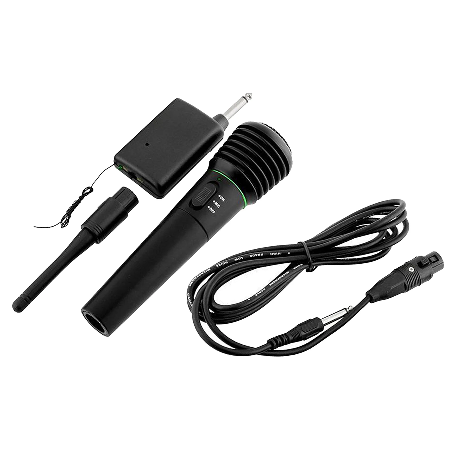 Wireless Wired Handheld Microphone System with Receiver XLR 6.35mm Cable 
Wireless Wired Handheld Microphone System with Receiver XLR 6.35mm Cable