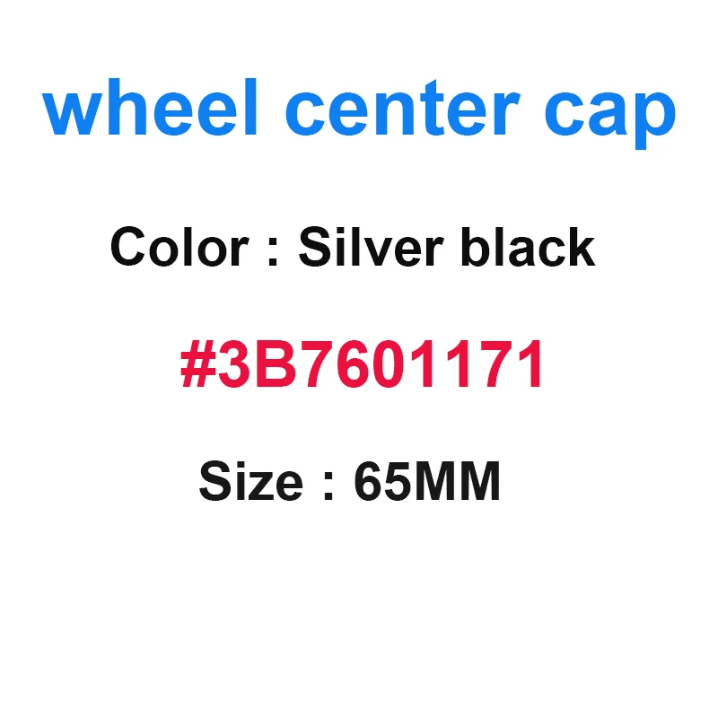 

200pcs 65mm 56mm 55mm Black Silver Car Wheel Center Hub Caps Rims Cover Badge 3B7601171 1J0601171 6N0601171 Wheels Accessories
