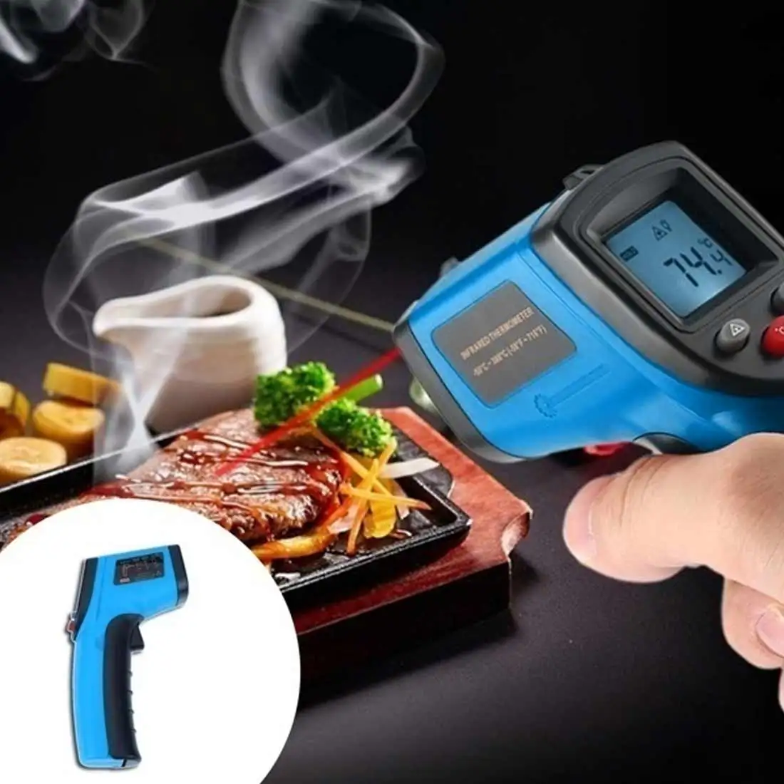 Infrared Thermometer -50 to 380C Non-contact Digital Laser Temperature Meter IR Pyrometer Imager Hygrometer Industrial Tester 
Infrared Thermometer -50 to 380C Non-contact Digital Laser Temperature Meter IR Pyrometer Imager Hygrometer Industrial Tester