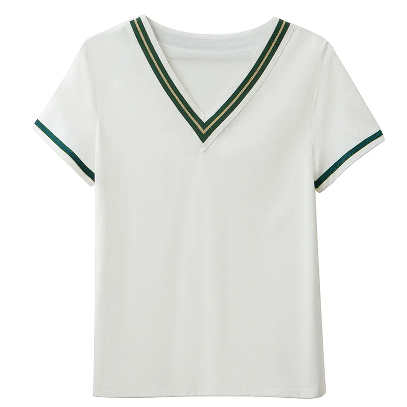 1069 Summer Cotton T-Shirt Women Casual Simple Classic Stripe Short Sleeve O-Neck Slim Elegant Office Lady Soft Quality Tops Tee
1069 Summer Cotton T-Shirt Women Casual Simple Classic Stripe Short Sleeve O-Neck Slim Elegant Office Lady Soft Quality Tops Tee