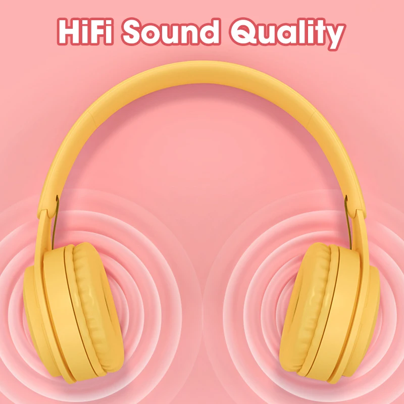Wireless Headphones Kids Game Bluetooth Hi-Fi Stereo Headset Audio Mp3 TF Card Noise Cancelling Earphones With Mic For Girl Gift |