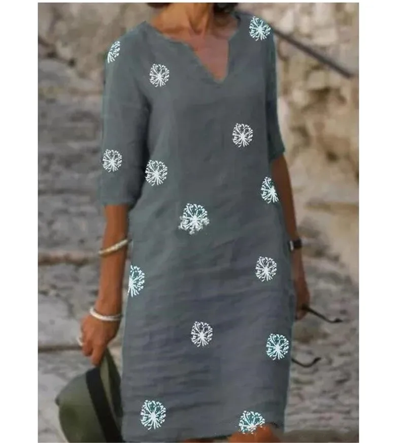 Chrysanthemum Print Women Dress Summer 2021 New V-Neck Half Sleeve A-Line Dress Female Vintage Cotton Linen Loose Dress Vestidos
Chrysanthemum Print Women Dress Summer 2021 New V-Neck Half Sleeve A-Line Dress Female Vintage Cotton Linen Loose Dress Vestidos