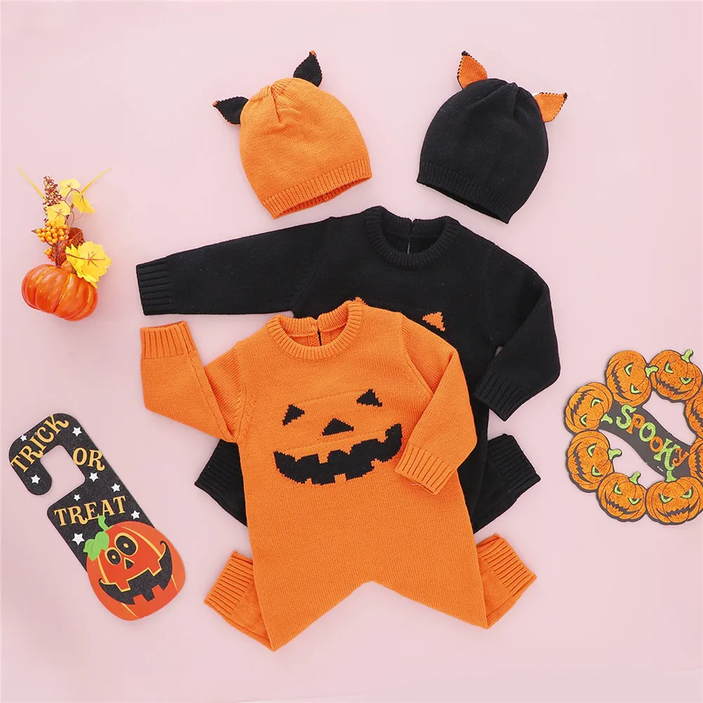 Baby Boy Girl Halloween Pumpkin Romper Hat Cap Fall Winter Warm Sweater Romper 0-18M Newborn Infant Festival Holiday Jumpsuits
Baby Boy Girl Halloween Pumpkin Romper Hat Cap Fall Winter Warm Sweater Romper 0-18M Newborn Infant Festival Holiday Jumpsuits