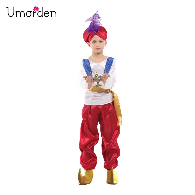 

Umorden Fantasia Kids Children Halloween Aladdin Costume Boys Arab Aladdin Prince Cosplay Carnival Purim Party Dress Up