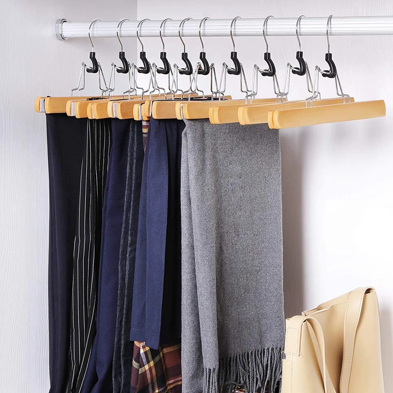 1 Set of 10 Trouser Clamp Hanger Solid Wood Anti-Slip Felt Hook Pant Skirt Hangers Natural
1 Set of 10 Trouser Clamp Hanger Solid Wood Anti-Slip Felt Hook Pant Skirt Hangers Natural