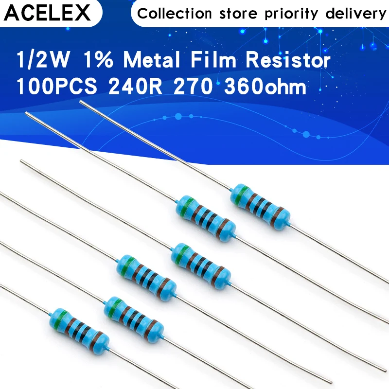 100pcs 1/2W 1% 0.5W Metal Film Resistor 240R 270R 300R 330R 360R 240 270 300 330 360 ohm
100pcs 1/2W 1% 0.5W Metal Film Resistor 240R 270R 300R 330R 360R 240 270 300 330 360 ohm