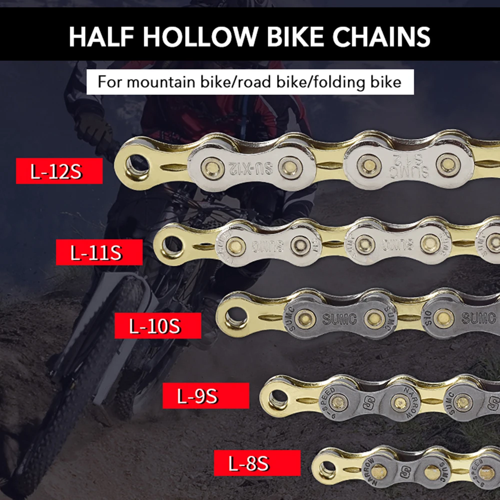 8/9/10/11/12 Speed Bicycle Chain Lightweight Mountain Bike Road Bicycle Chain 116 Links Bike Accessoires
8/9/10/11/12 Speed Bicycle Chain Lightweight Mountain Bike Road Bicycle Chain 116 Links Bike Accessoires