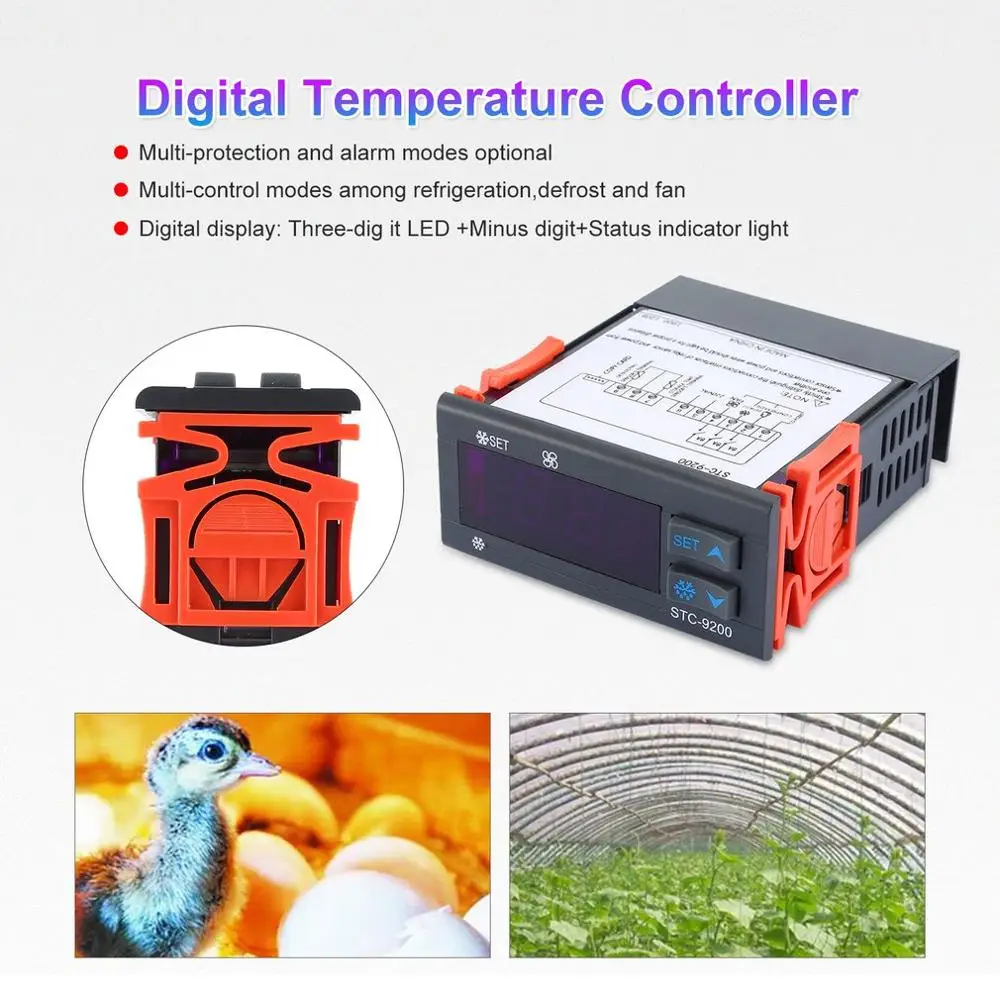 STC-9200 Digital Temperature Controller Thermostat Regulator Thermoregulator With Refrigeration Defrost Fan Alarm Function
STC-9200 Digital Temperature Controller Thermostat Regulator Thermoregulator With Refrigeration Defrost Fan Alarm Function